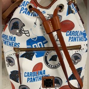NWT NFL North Carolina Panthers Dooney Burke Bucket Drawstring Handbag